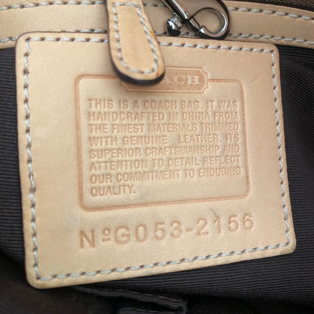 Coach Signature Hobo Bag with Tan Leather Trim - Picture 7 of 9